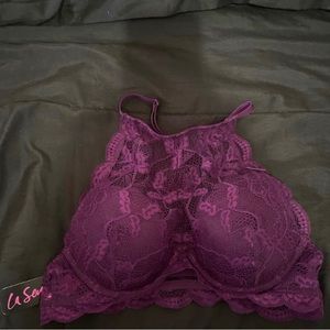 SOLD La Senza halter style purple lace bra